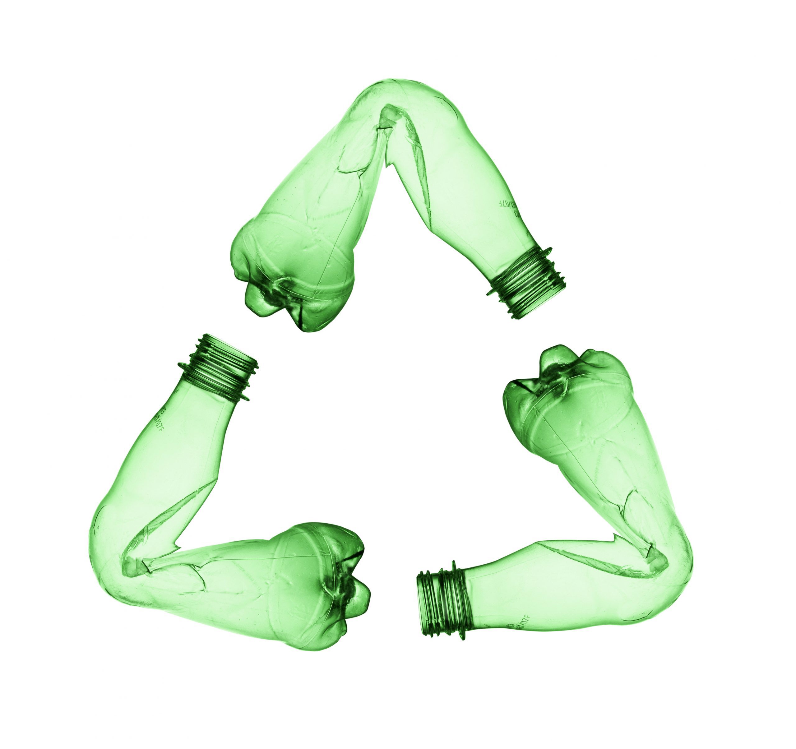 empty used plastic bottle on white background